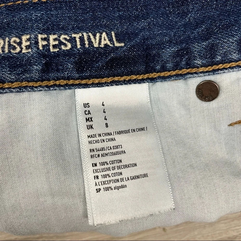 American Eagle Festival High Rise Embroidered Shorts Distressed - Picture 6 of 7